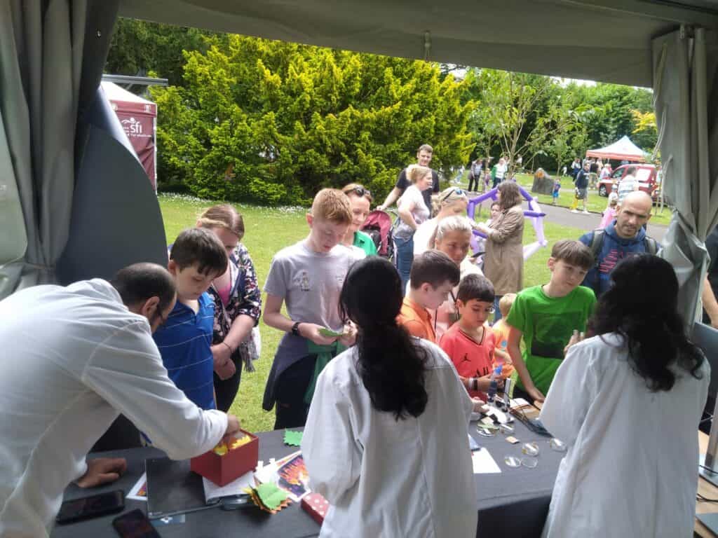 A bustling TRANSLATE stall on a clearer Day 2 of Cork Carnival of Science