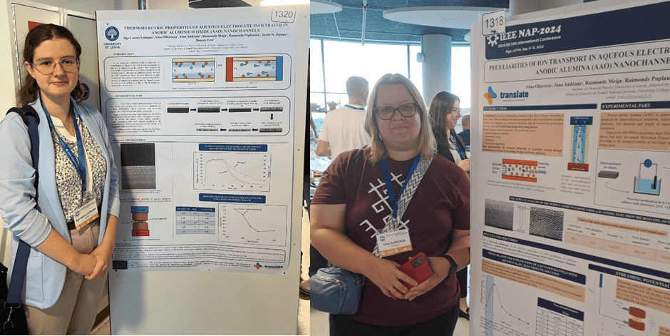 (Left) Ilga Lauma Leimane and (right) Dr Irina Oliseveca displaying their posters at IEEE NAP 2024